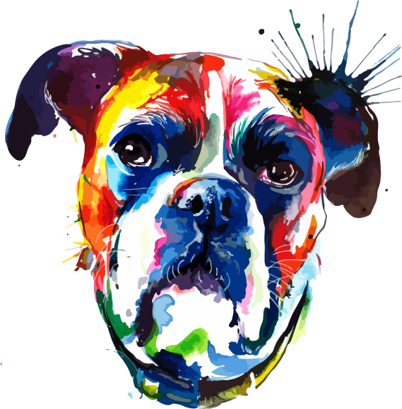 Watercolor Dog Printed Transfers - Boxer Canvas Artwork Print By Weekday Best (569x580), Png Download