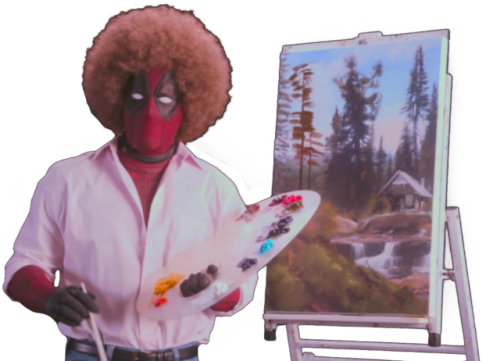 Transparent Deadpool As Bob Ross - Bob Ross (500x371), Png Download