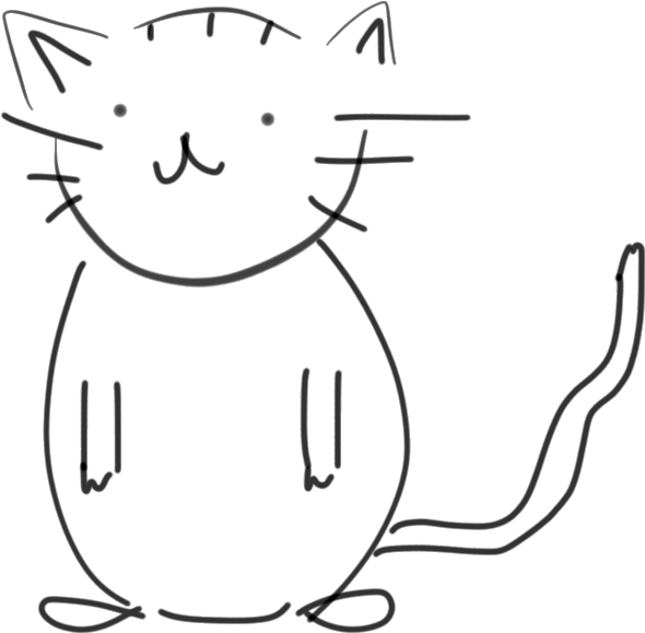 Black And White Cat Sketch - Sketch (613x597), Png Download