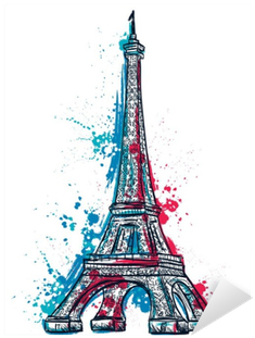 Eiffel Tower With Abstract Splashes In Watercolor Style - Eiffel Tower Abstract (400x400), Png Download