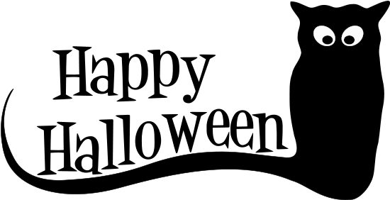 Happy Halloween Clipart Black And White (600x281), Png Download