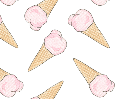 Watercolor Ice Cream Horn Fabric By Likorbut On Spoonflower - Ice Cream Cone (470x403), Png Download
