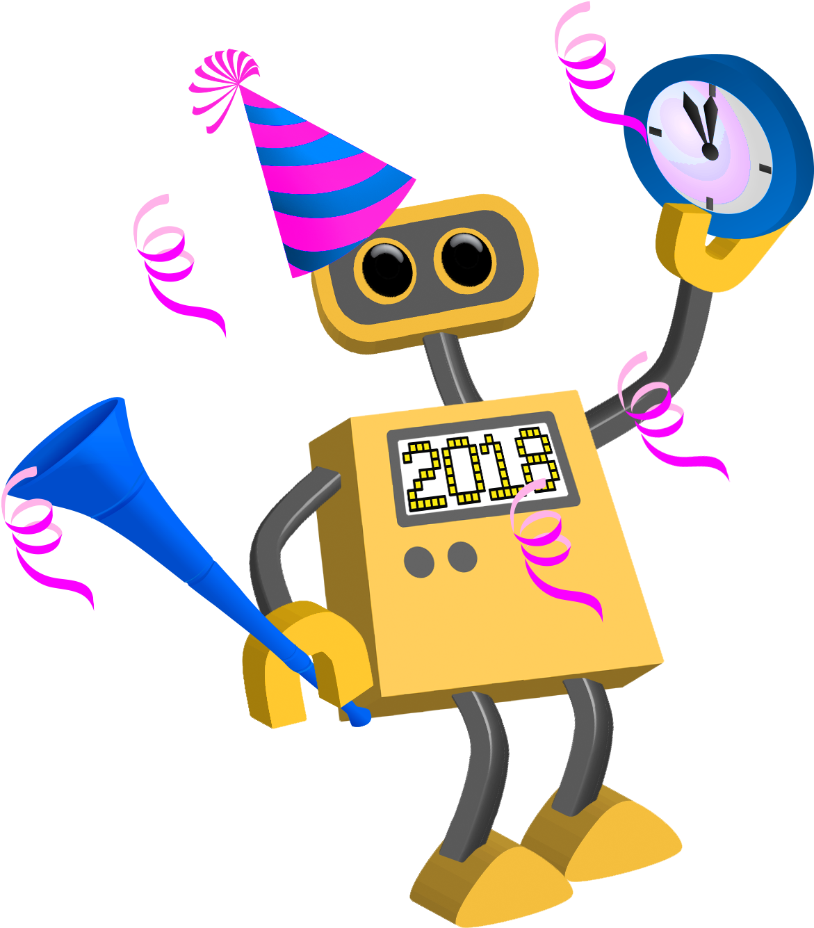 Vector Transparent Library Cartoon Clip Art Merry Christmas - New Year 2018 Cartoon (1200x1350), Png Download