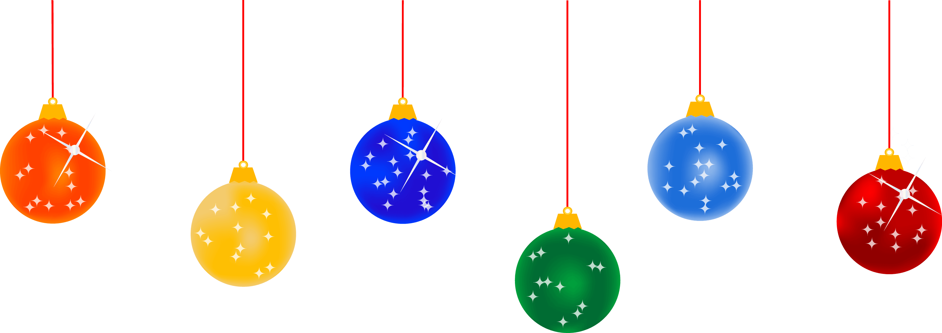Svg Lights Picture - Christmas Balls Vector Png (3044x1076), Png Download