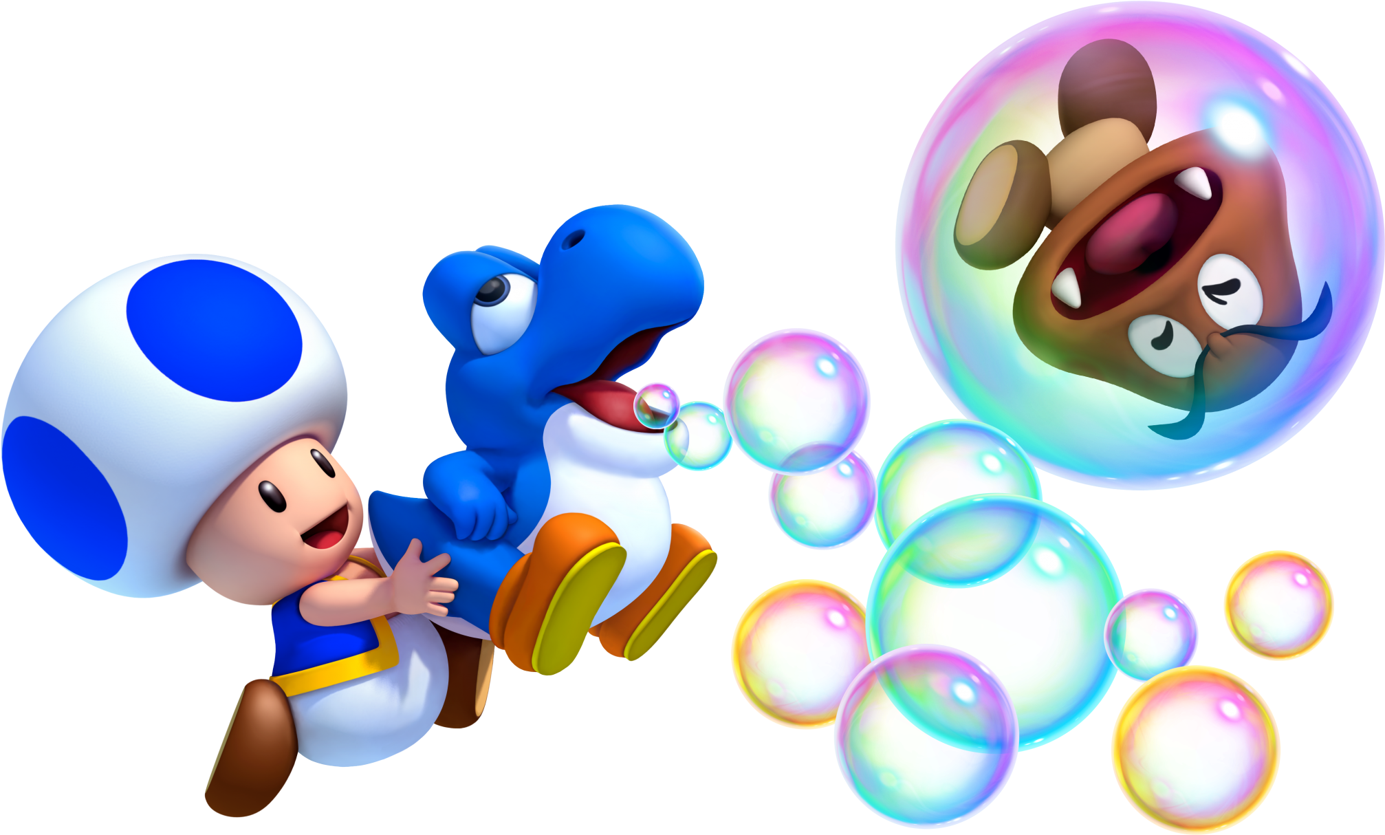 Hard Toad And Blue Baby Yoshi - New Super Mario Bros Wii U Toad (500x307), Png Download
