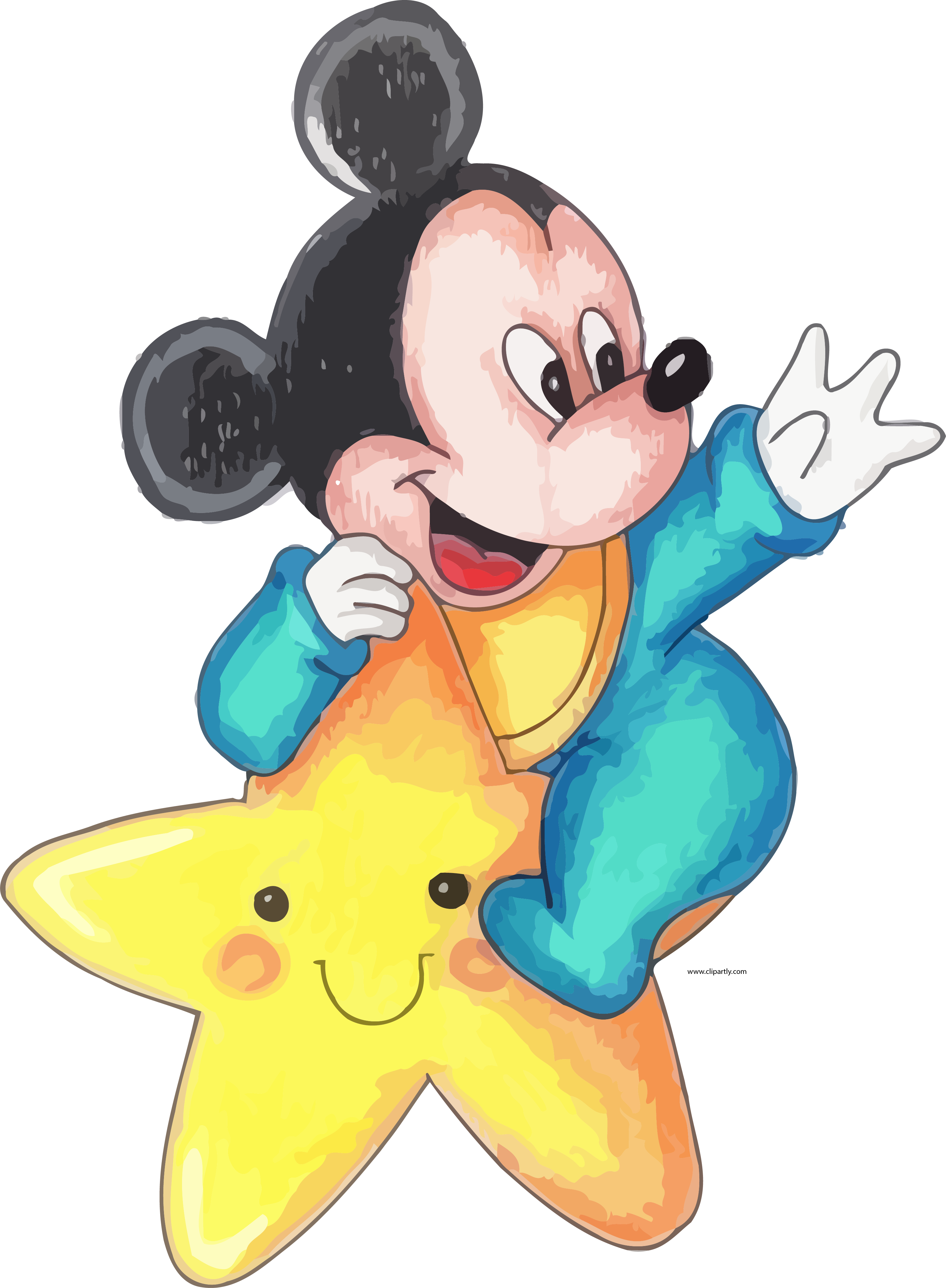 Baby Mickey And Cartoon Star Sketch Drawing Clipart (3087x4203), Png Download