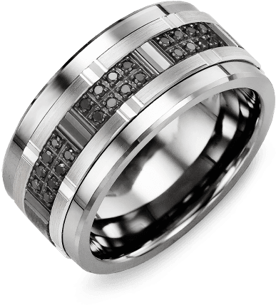 Men's Tungsten & Gold Wedding Band - Ring (400x500), Png Download