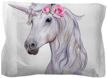 Unicorn With A Wreath Of Flowers - Water Color Unicorn Png (400x400), Png Download