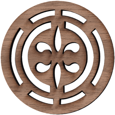 Rosette, Fleur De Lis, Walnut, 1 1/2" Diameter - Walnut (600x400), Png Download