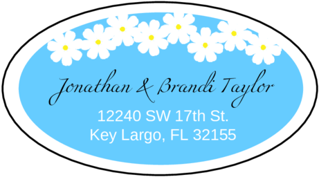 Light Blue Oval Wedding Address Label Pre-designed - Label (500x296), Png Download