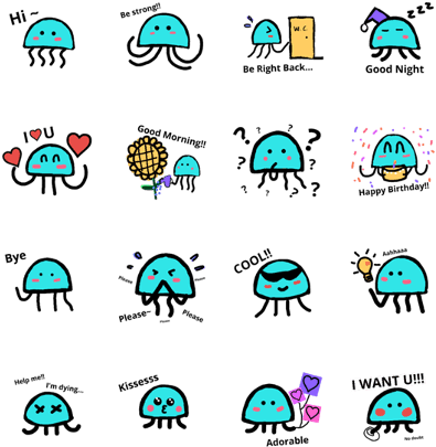 Sell Line Stickers The Jellyfish- Jack Jellow (420x448), Png Download