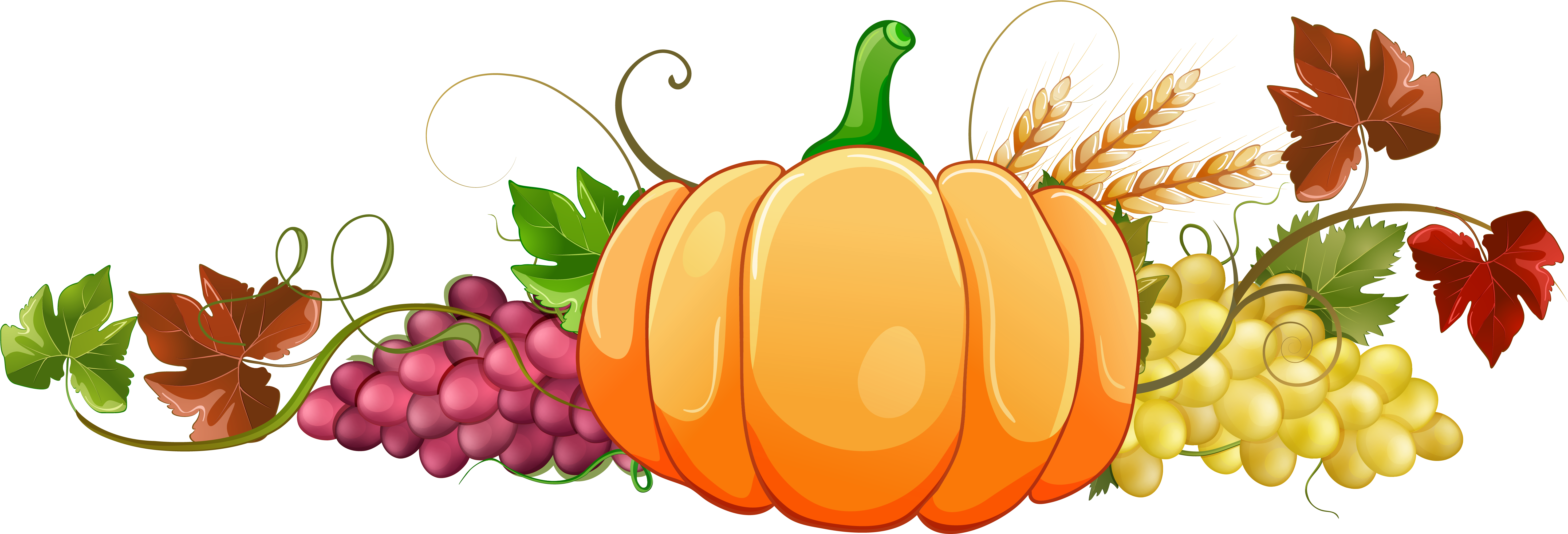 Autumn Pumpkin Decor Clipart Png Image - Autumn Pumpkin Clip Art (6011x2145), Png Download