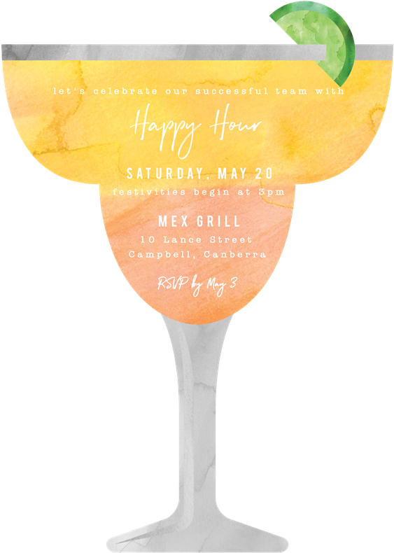 Open House Invitations Margaritaville Yellow Happy - Wine Glass (570x810), Png Download