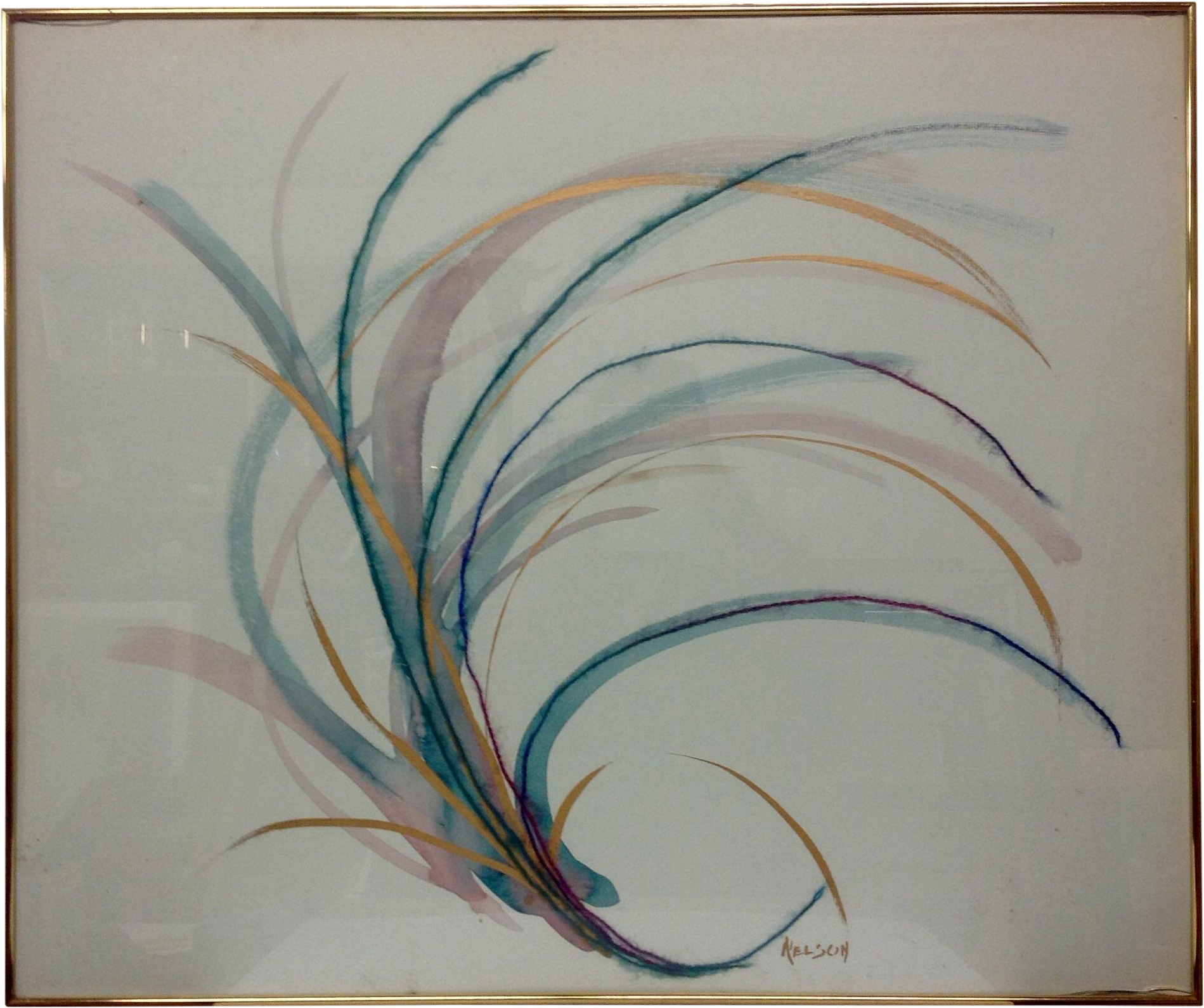 Acrylic Watercolor & String Painting By Nelson On Chairish - Grass (2103x1758), Png Download