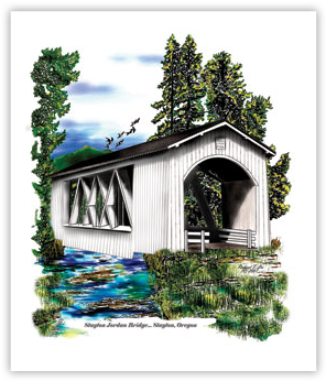 Stayton Jordan Bridge - Log Cabin (358x400), Png Download