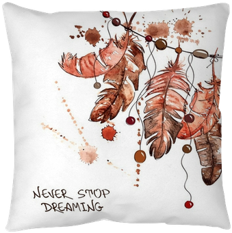 Watercolor Hanging Bird Feathers Throw Pillow • Pixers® - Dreamcatcher Pocket Watch Necklace - Necklace Watch (400x400), Png Download