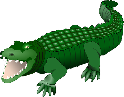 Crocodile Alligator Animal Reptile Green W - Crocodile Clipart Png (434x340), Png Download