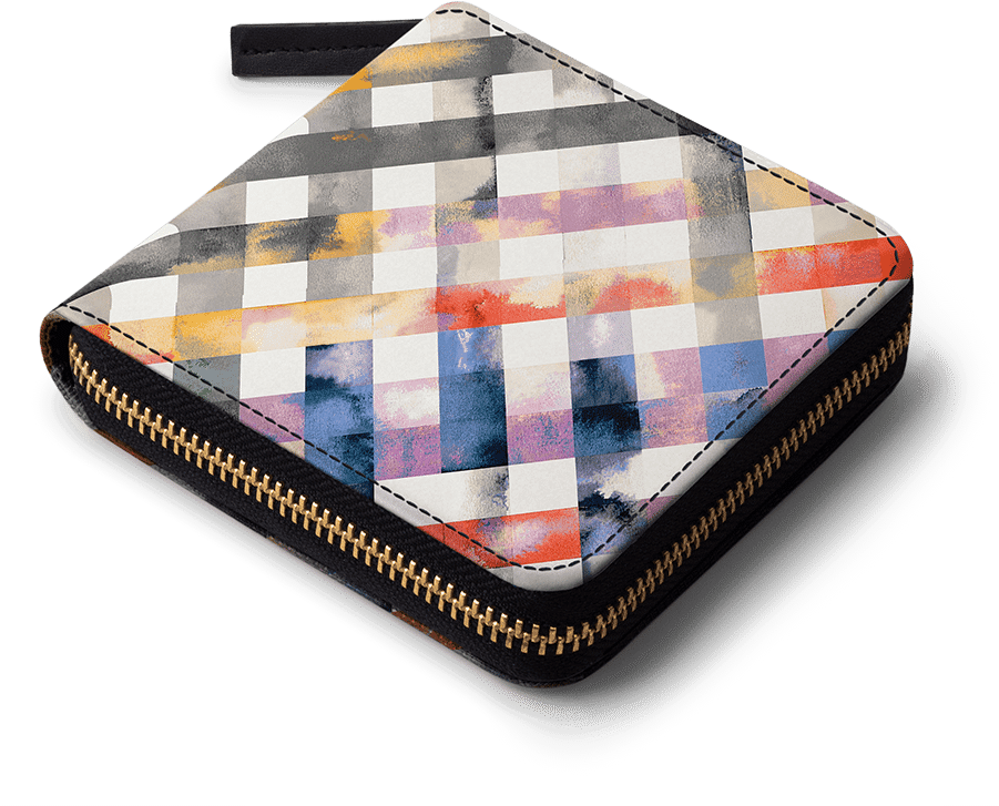 Dailyobjects Gingham Watercolor Orange Yellow Zip Wallet - Peopic Retail Private Limited (900x900), Png Download