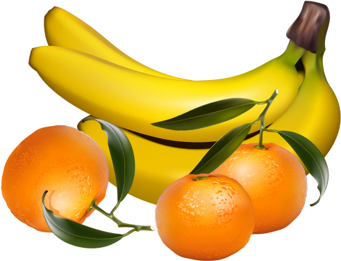 Banana Clipart Natural Thing - Orange And Banana Clipart (500x382), Png Download