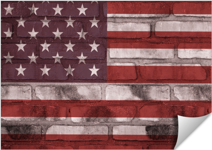 American Flag Brick Wall - American Flag Brick Wall King Duvet (674x516), Png Download