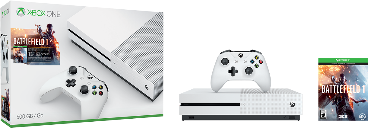Xbox One S Bf1 Bundle (600x222), Png Download