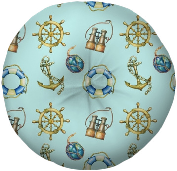 Old Binocular, Lifebuoy, Antique Sailboat Steering - Watercolor Painting (400x400), Png Download