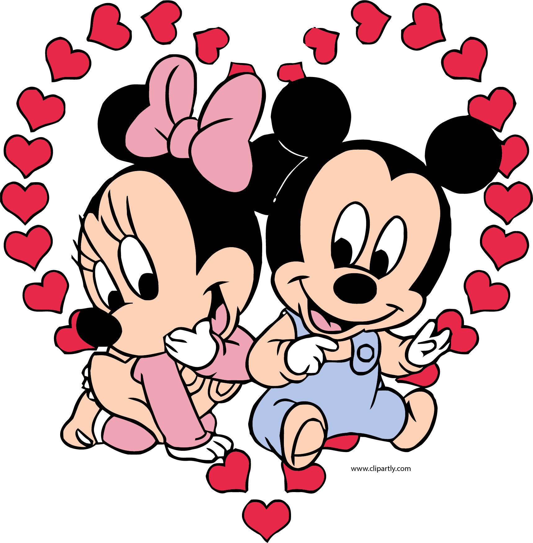 Baby Mickey And Minnie Mouse Heart Clipart Png - Minnie Y Mickey Bebe Gifs (1718x1749), Png Download