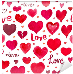 Watercolor Seamless Background With Hearts - Watercolor Painting (400x400), Png Download