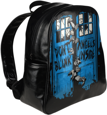 Sale Doctor Who Weeping Angels Print Leather Backpack - Shark Silhouette Multi Pocket Backpack Bag School Bag (480x480), Png Download