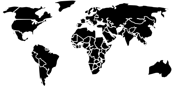 World Map Png Black (600x304), Png Download