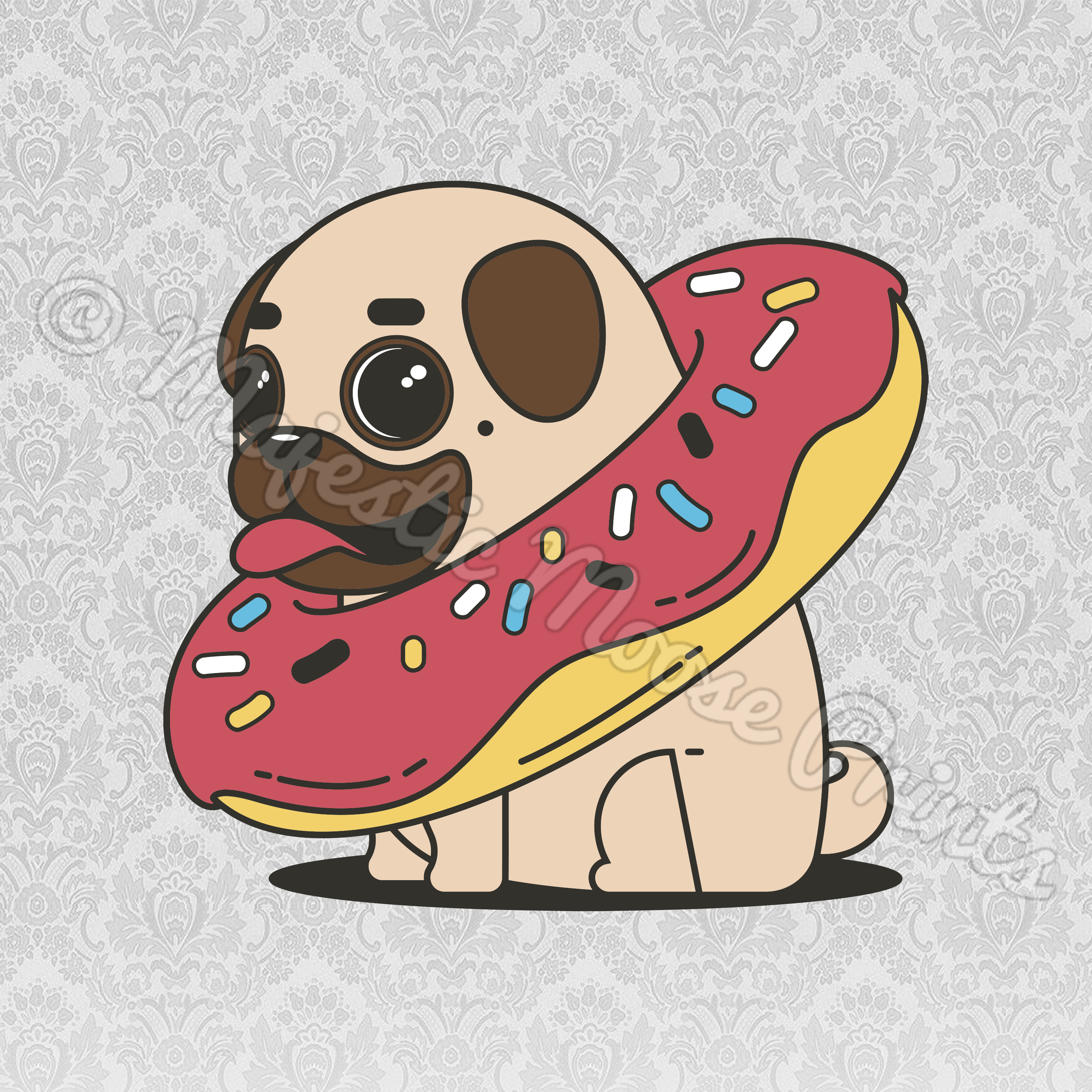 Stay Majestic - - Cute Dog In A Donut (3000x3000), Png Download