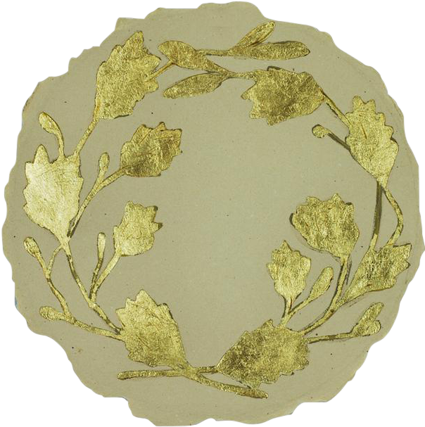 "gold Wreath Three" Watercolor & Ink Painting On Chairish - Atlas (670x673), Png Download