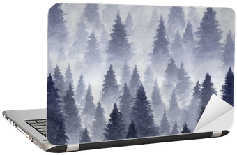 Hand Drawn Watercolor Illustration - Landscape Misty Forest Watercolor (400x400), Png Download