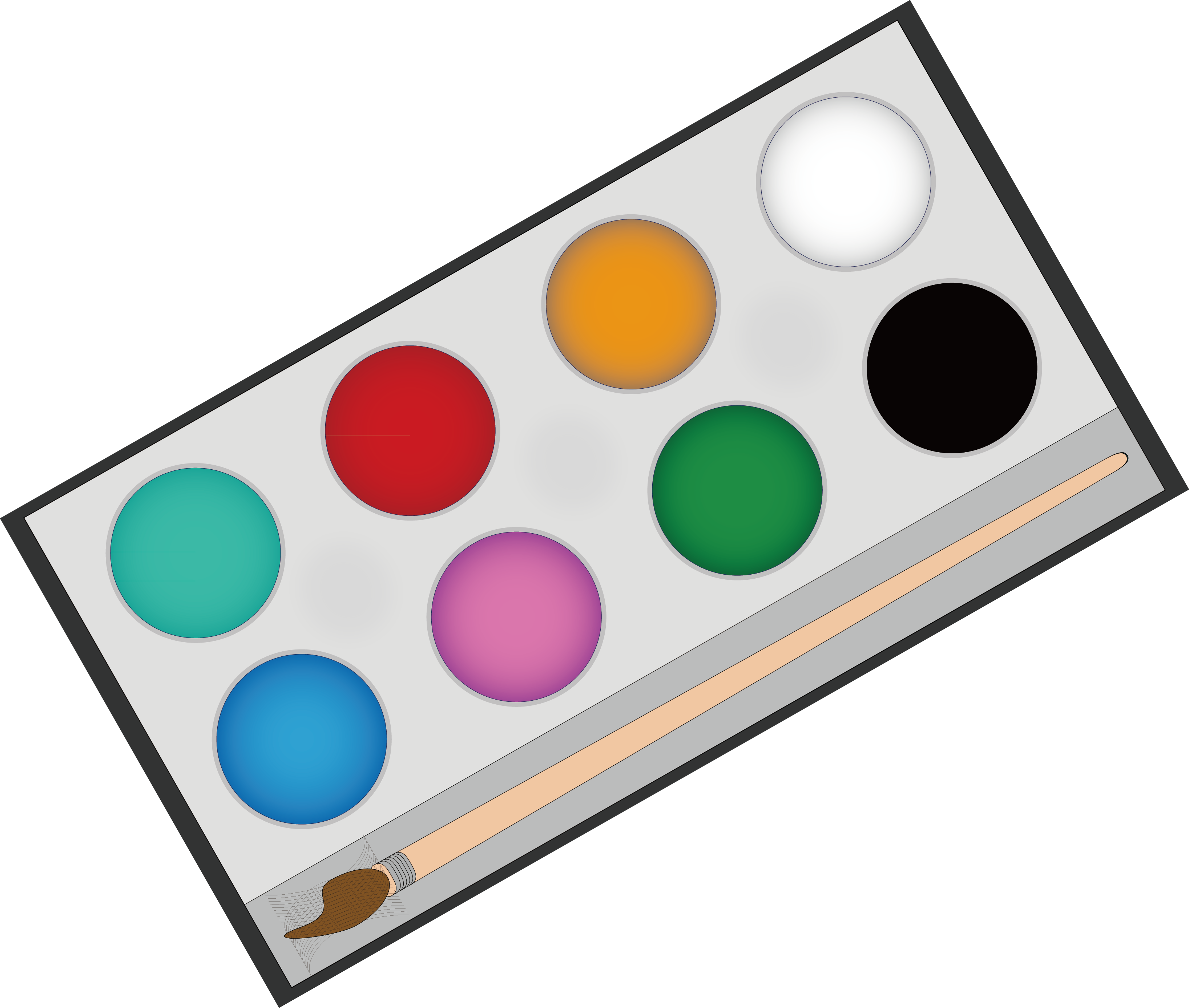 Paintbrush Clipart Painting Material - Watercolor Palettes Png (3272x2775), Png Download