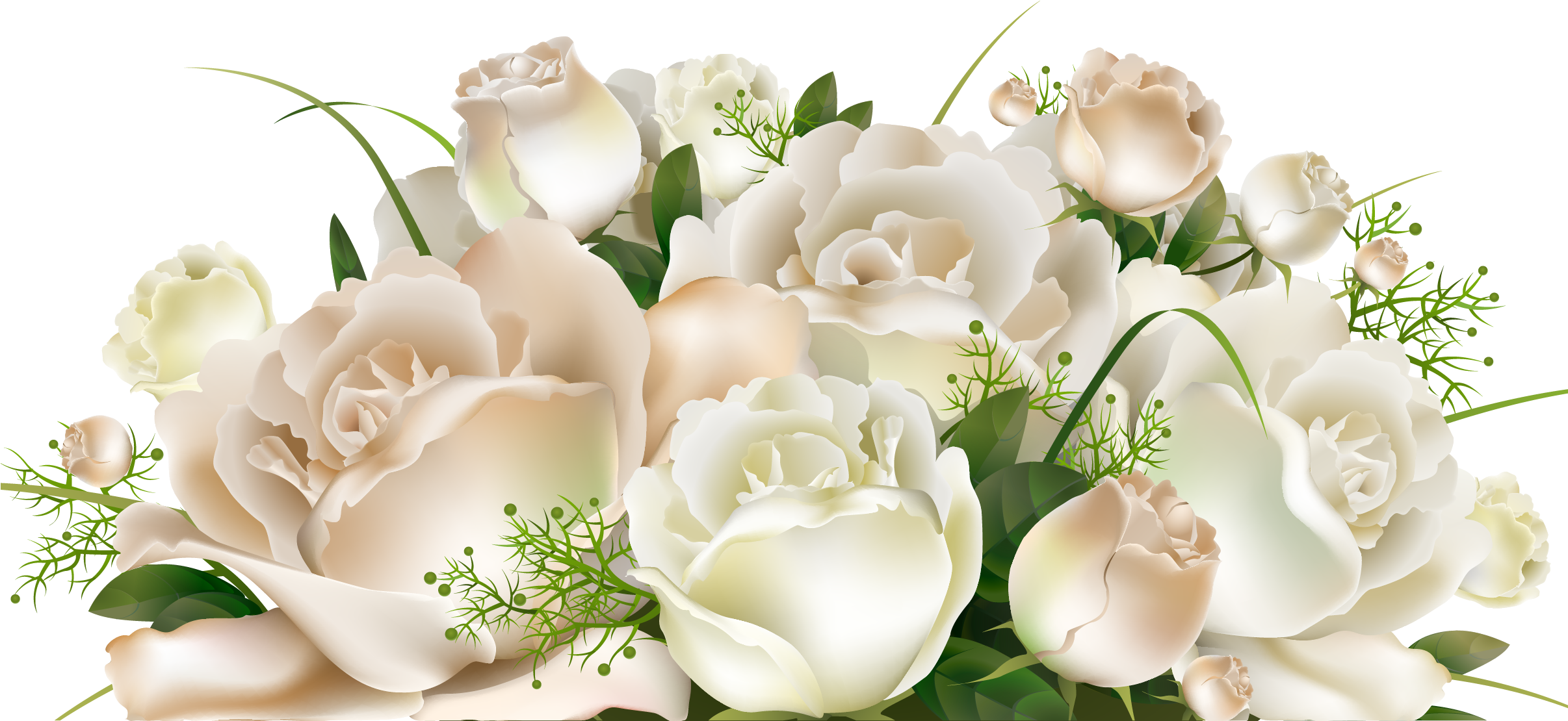 White Rose Bunch - Transparent Background White Roses Png (1200x746), Png Download