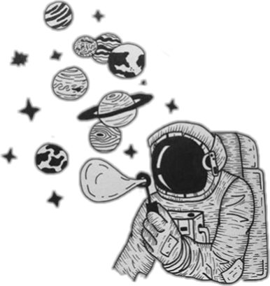 Collection Of Free Astronaut Drawing Galaxy Download - Doodle Stickers Tumblr Astronauta (386x409), Png Download