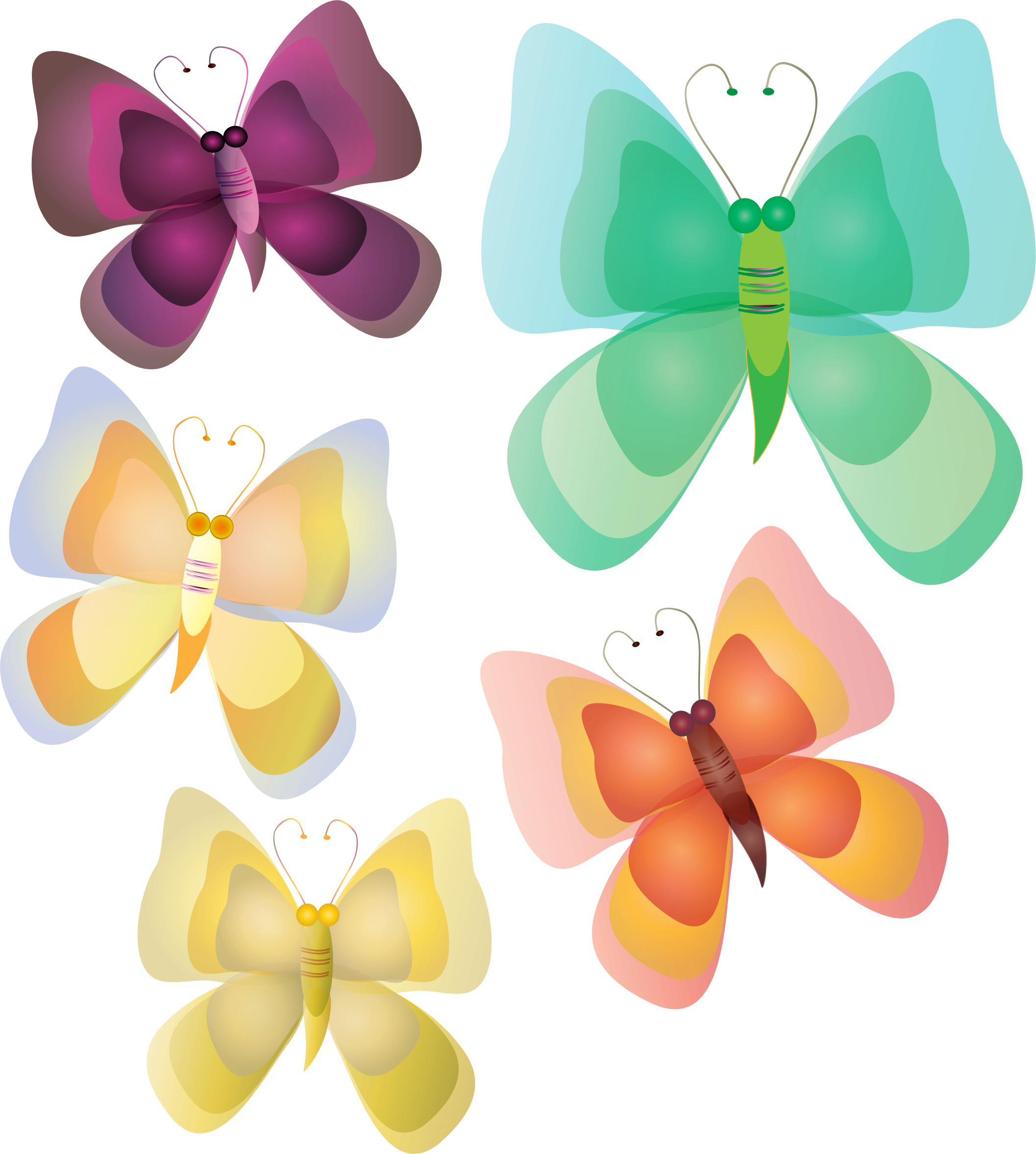 This Free Icons Png Design Of Not So Realistic Butterflies (2115x2356), Png Download