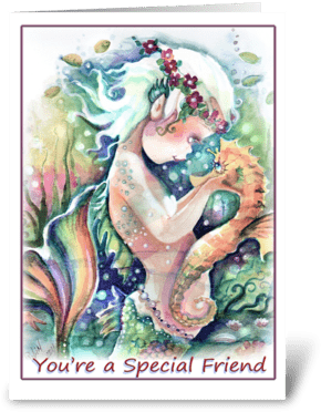 Special Friend Greeting Greeting Card - Baby Mermaid Art (350x396), Png Download
