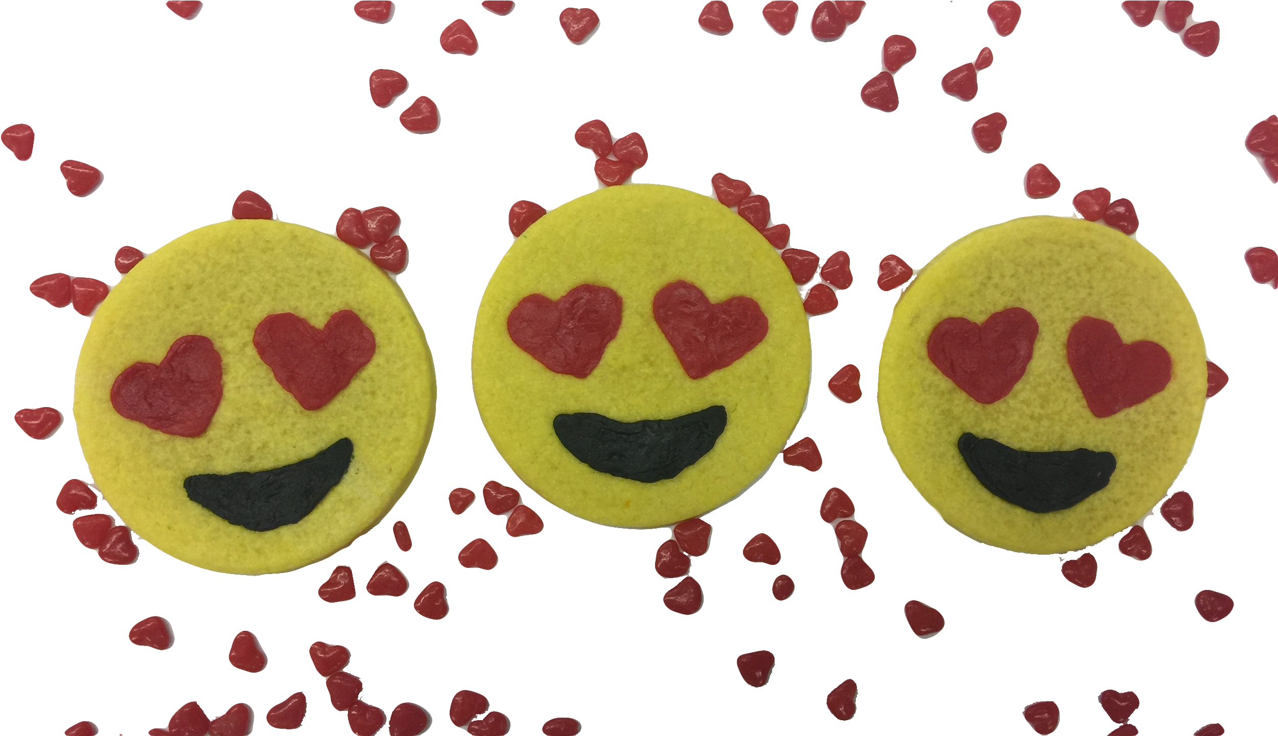 Heart Eyes Emoji Sugar Cookies - Cookie (2520x1440), Png Download