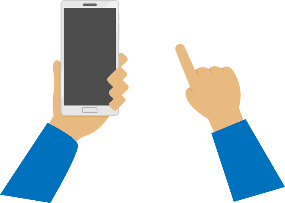 Download Mobile Cell Phone In Hand Png Transparent - Hand With Phone Vector Png (960x683), Png Download