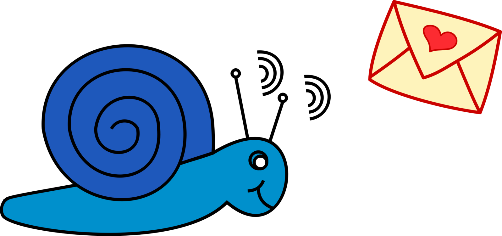 Snail Mail Email Drawing - Clip Art (1597x750), Png Download
