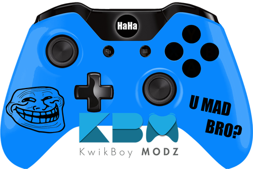 Custom Blue Troll Face Xbox One Controller - Led Camo Ps4 Controller (500x334), Png Download