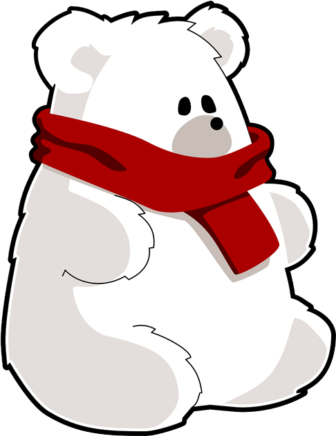 Polar Bear, Ice Bear, Bear, Scarf, Toy, Cold - Polar Bear With Scarf (491x640), Png Download
