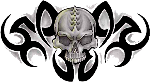 Tribal Skull Tattoos Free Png Image - Tribal Tattoo Design Skull (500x284), Png Download