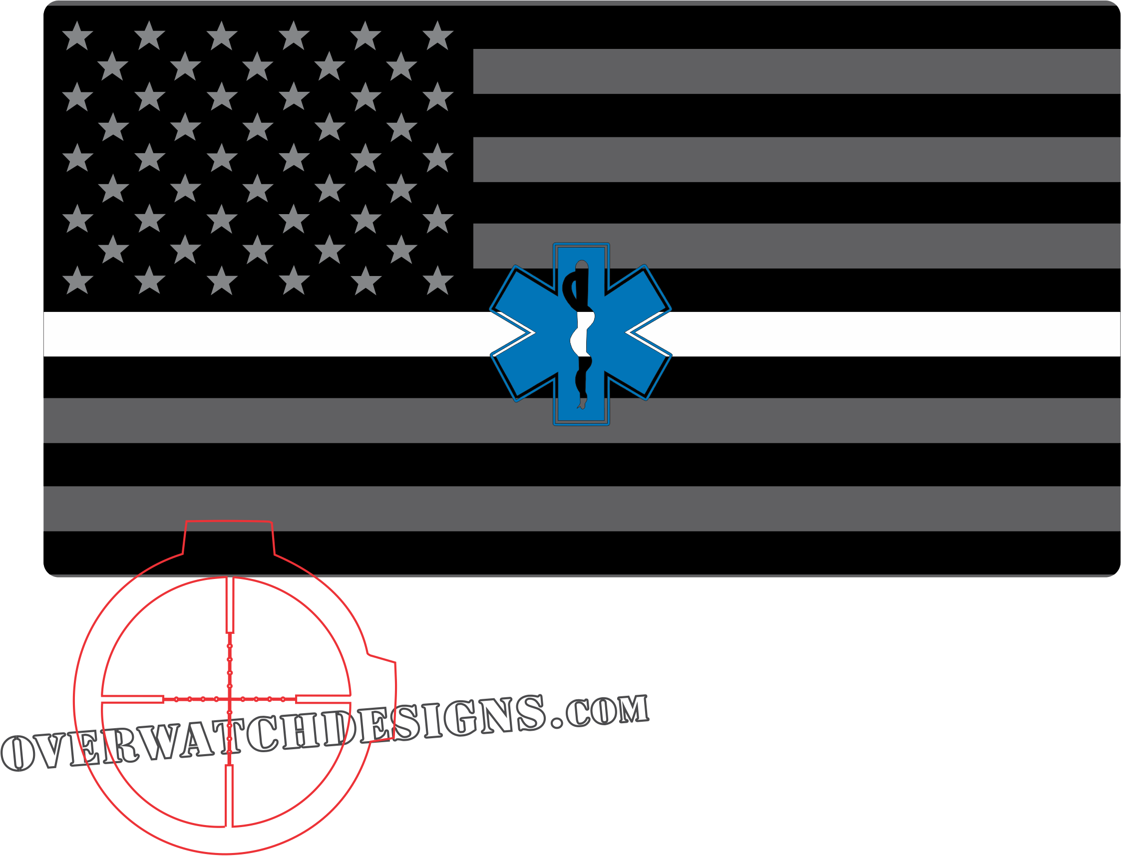 Thin White Line Flag Sticker By Overwatch Designs At - Charred Wood American Flag (2401x2393), Png Download