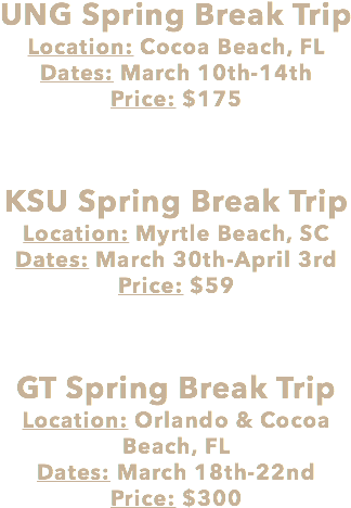 Ung Spring Break Trip Location - Florida (357x562), Png Download