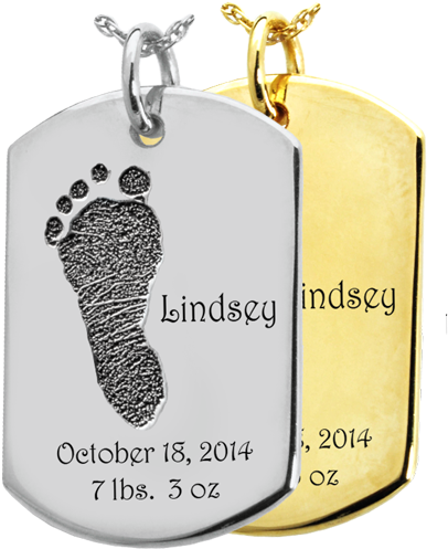 Wholesale Baby Foot-print On Dog Tag Flat Charm In - Dog Tag Necklace With Sons Name (500x500), Png Download