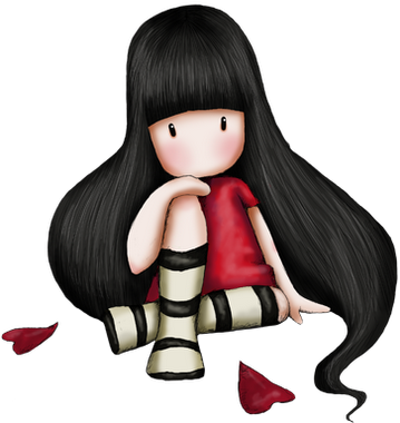 Corazones - Dibujo Chica Con Flequillo (362x400), Png Download