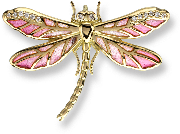 Nicole Barr Designs 18 Karat Gold Small Dragonfly Necklace - 18 Carat Gold Dragonfly Necklace - Pink (nng030wa) (800x800), Png Download