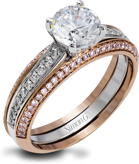 Engagement Rings With Pink Diamonds Awesome Mr2713 - Two Set Wedding Ring (600x600), Png Download